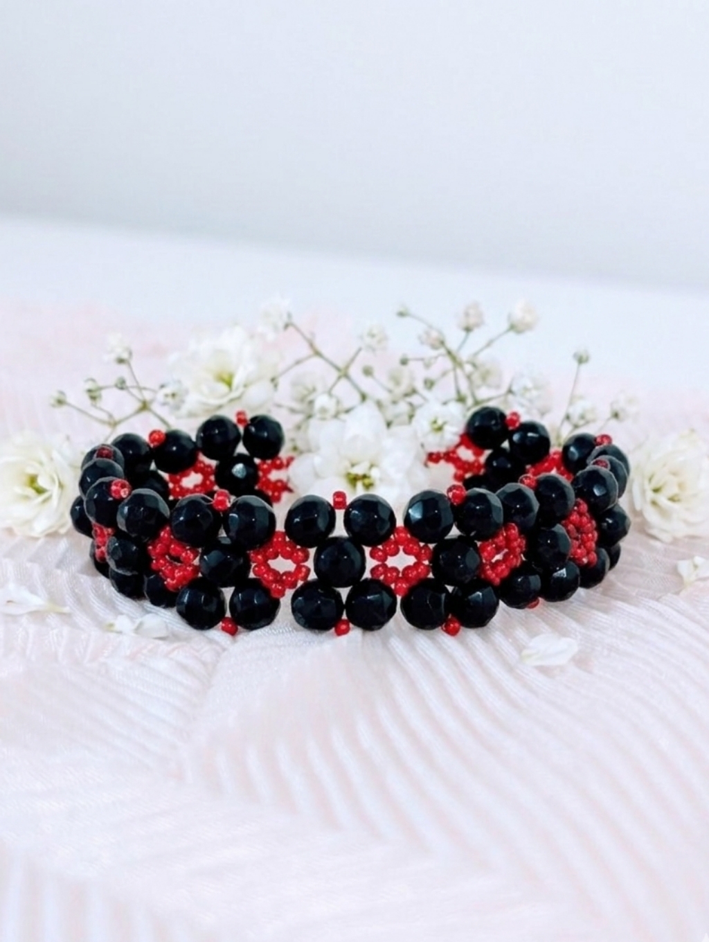 Onyx/Czech Glass Beaded Bracelet